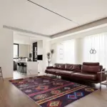 Gurupi Geometrik Kahverengi Polyester ve Pamuklu Kaydırmaz Tabanlı Yıkanabilir Dijital Baskı Halısı - Görsel 2