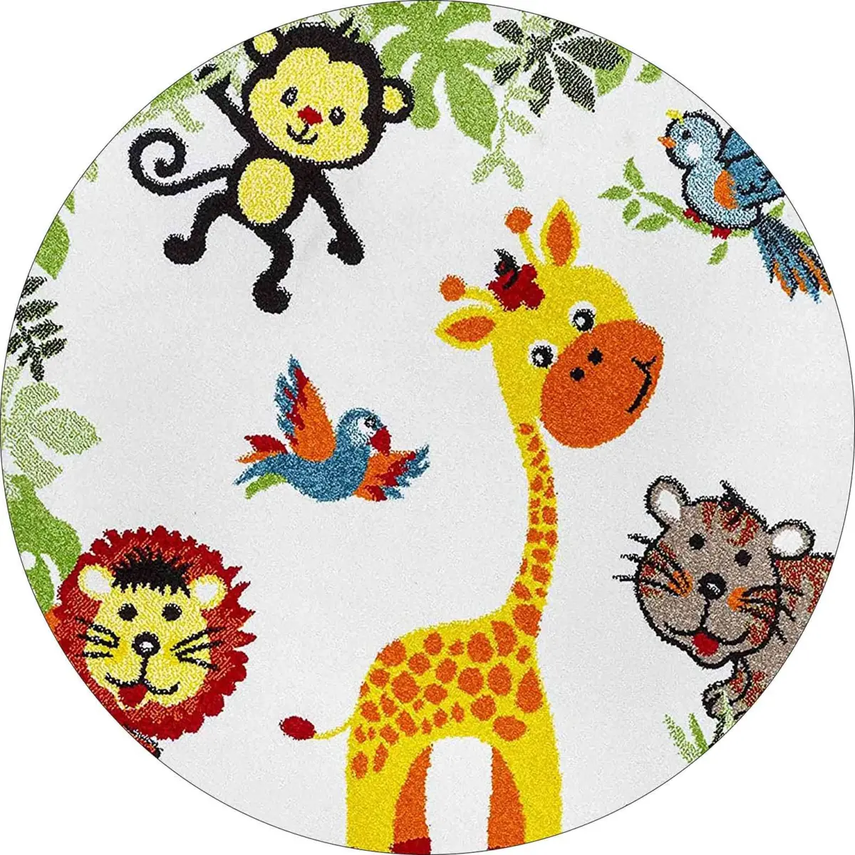 Abajo Sevimli Dostlar Desenli Beyaz Polyester ve Pamuklu Kaydırmaz Tabanlı Yıkanabilir Dijital Baskı Çcok Odası Halısı - Görsel 7