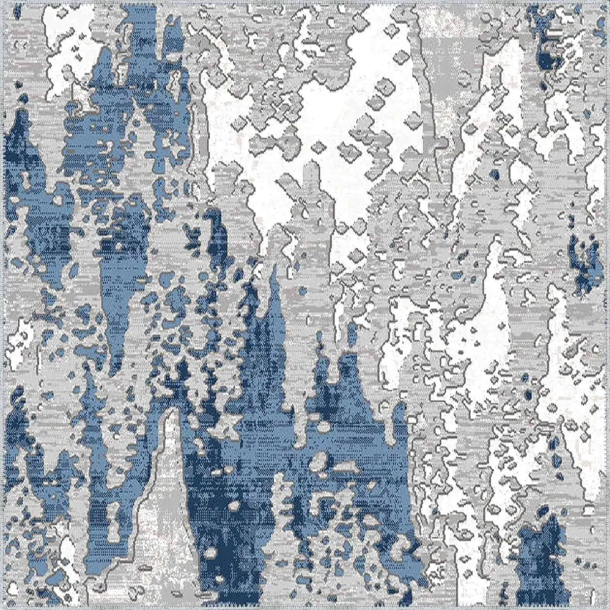 Jamin Modern Gri Polyester ve Pamuklu Kaydırmaz Tabanlı Yıkanabilir Dijital Baskı Halısı - Görsel 3