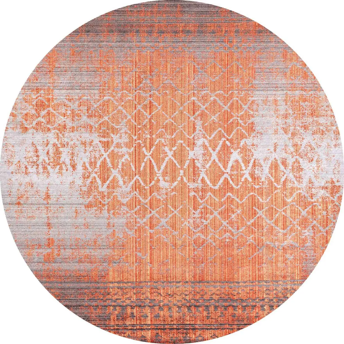 Tonk Modern Turuncu Polyester ve Pamuklu Kaydırmaz Tabanlı Yıkanabilir Dijital Baskı Halısı - Görsel 7