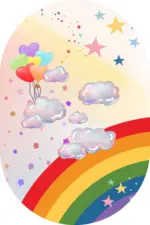 Bocas Gökkuşağı Desenli Renkli Polyester  ve Pamuklu Kaydırmaz Tabanlı Yıkanabilir Dijital Baskı Çocuk Odası Halısı - Görsel 6