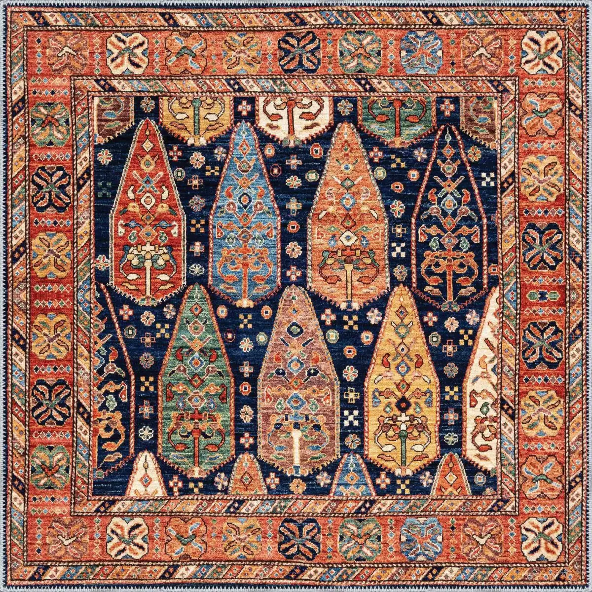 Rayon Çerçeveli Multi Polyester ve Pamuklu Kaydırmaz Tabanlı Yıkanabilir Dijital Baskı Halısı - Görsel 3