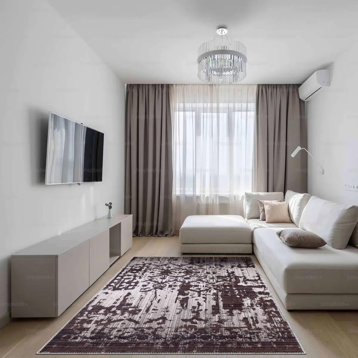 Pilas Modern Kahverengi Polyester ve Pamuklu Kaydırmaz Tabanlı Yıkanabilir Dijital Baskı Halısı - Görsel 2