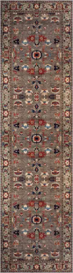 Gannan Klasik Göbekli Gri Polyester ve Pamuklu Kaydırmaz Tabanlı Yıkanabilir Dijital Baskı Halısı - Görsel 4