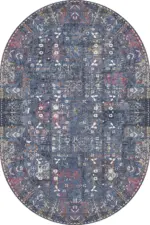 Drev Modern Mavi Polyester ve Pamuklu Kaydırmaz Tabanlı Yıkanabilir Dijital Baskı Halısı - Görsel 6