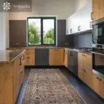 İnzai Çerçeveli Gri Polyester ve Pamuklu Kaydırmaz Tabanlı Yıkanabilir Dijital Baskı Halısı - Görsel 5