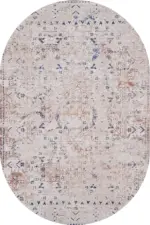 Mirim Modern Bej Polyester ve Pamuklu Kaydırmaz Tabanlı Yıkanabilir Dijital Baskı Halısı - Görsel 6