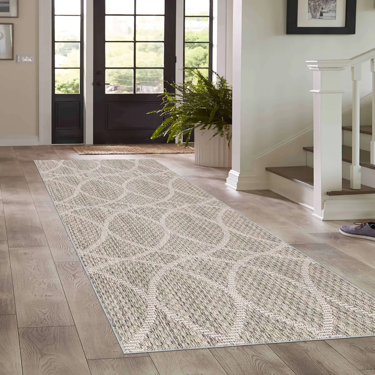 Tirora Modern Krem Polyester ve Pamuklu Kaydırmaz Tabanlı Yıkanabilir Dijital Baskı Halısı - Görsel 5