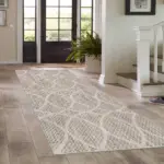 Tirora Modern Krem Polyester ve Pamuklu Kaydırmaz Tabanlı Yıkanabilir Dijital Baskı Halısı - Görsel 5