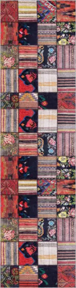 Asele Patchwork Multi Polyester ve Pamuklu Kaydırmaz Taban Yıkanabilir Dijital Baskı Halısı - Görsel 4