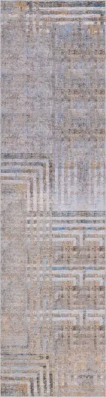 Seoni Geometrik Gri Polyester ve Pamuklu Kaydırmaz Tabanlı Yıkanabilir Dijital Baskı Halısı - Görsel 4