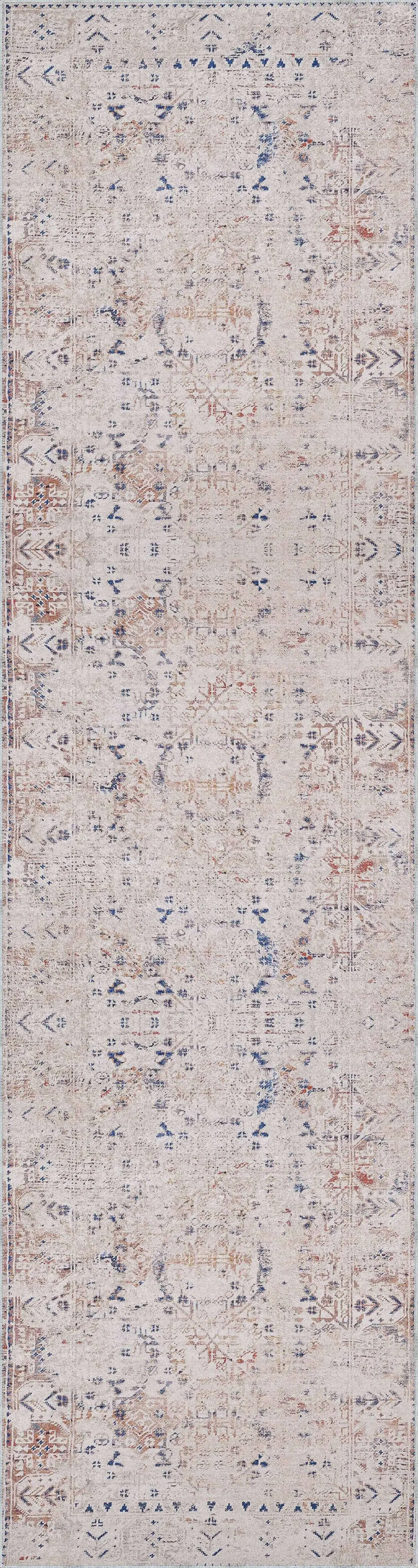 Mirim Modern Bej Polyester ve Pamuklu Kaydırmaz Tabanlı Yıkanabilir Dijital Baskı Halısı - Görsel 4