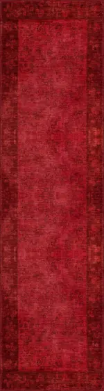 Sirohi Çerçeveli Kırmızı Polyester ve Pamuklu Kaydırmaz Tabanlı Yıkanabilir Dijital Baskı Halısı - Görsel 4