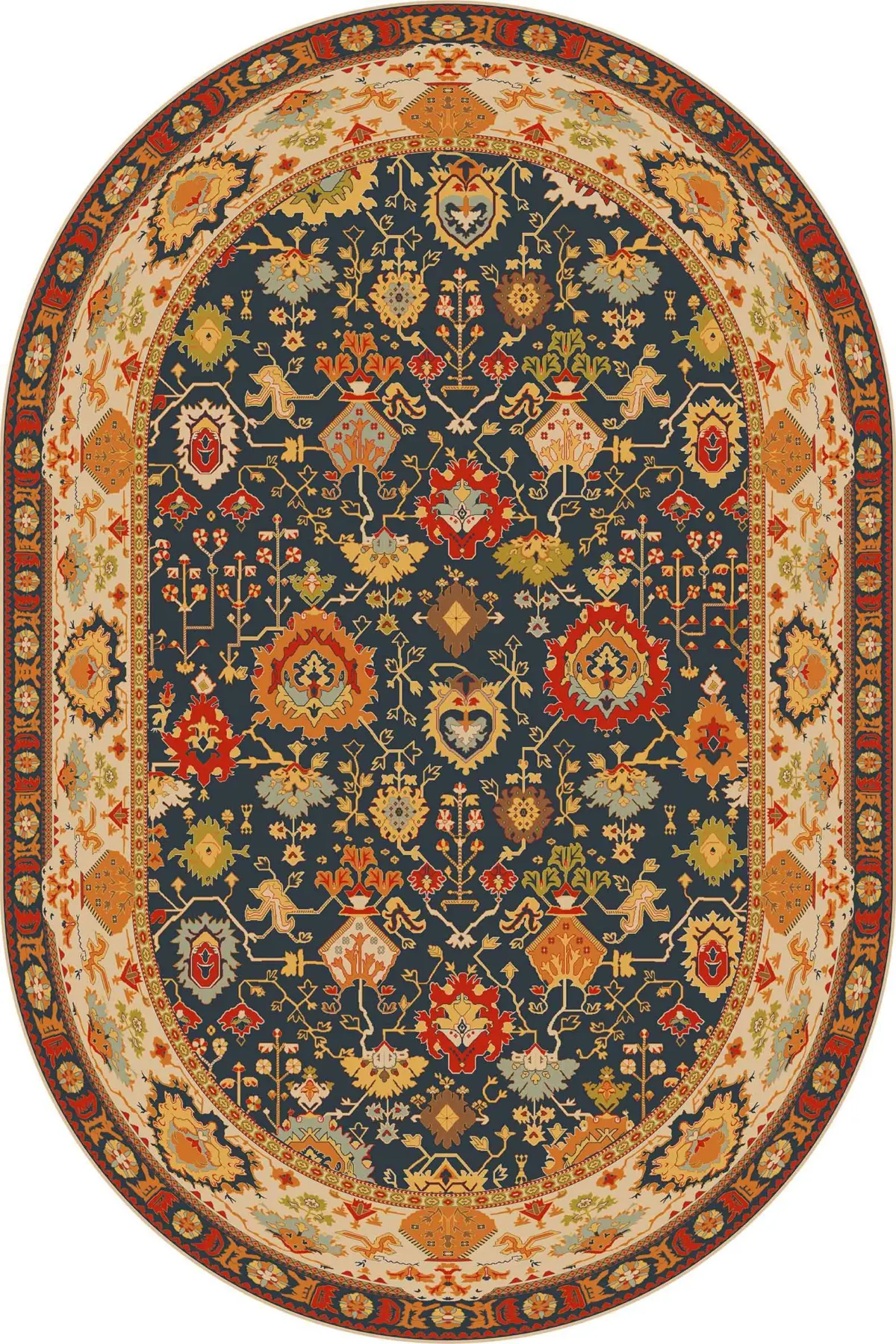 Tiroli Çerçeveli Multi Polyester ve Pamuklu Kaydırmaz Tabanlı Yıkanabilir Dijital Baskı Halısı - Görsel 6