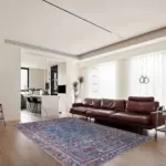 Canaza Modern Etnik Mavi Polyester ve Pamuklu Kaydırmaz Tabanlı Yıkanabilir Dijital Baskı Halısı - Görsel 2