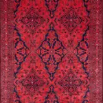 Harlov Klasik Göbekli Kırmızı Polyester ve Pamuklu Kaydırmaz Taban Yıkanabilir Dijital Baskı Halısı