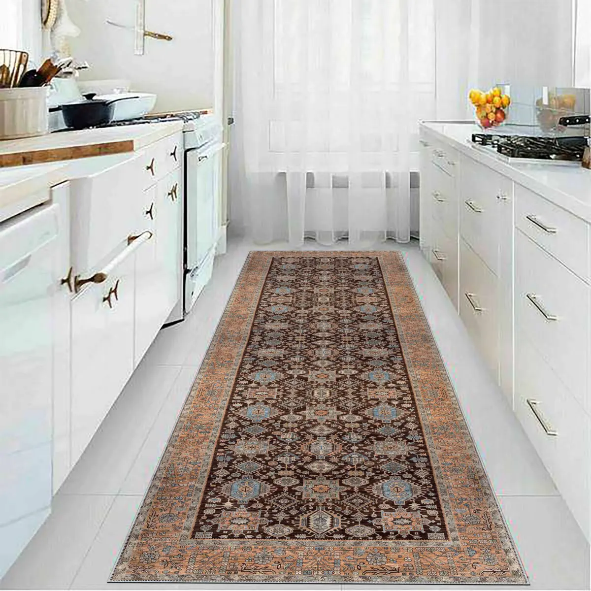 Naiman Çerçeveli Multi Polyester ve Pamuklu Kaydırmaz Tabanlı Yıkanabilir Dijital Baskı Halısı - Görsel 5