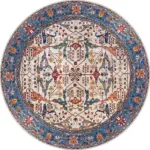 Jimo Çerçeveli Mavi Polyester ve Pamuklu Kaydırmaz Tabanlı Yıkanabilir Dijital Baskı Halısı - Görsel 7