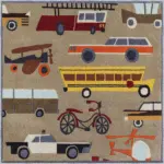 Jaco Taşıt Desenli Kahverengi Polyester ve Pamuklu Kaydırmaz Tabanlı Yıkanabilit Dijital Baskı Çocuk Odası Halısı - Görsel 3