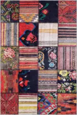 Asele Patchwork Multi Polyester ve Pamuklu Kaydırmaz Taban Yıkanabilir Dijital Baskı Halısı