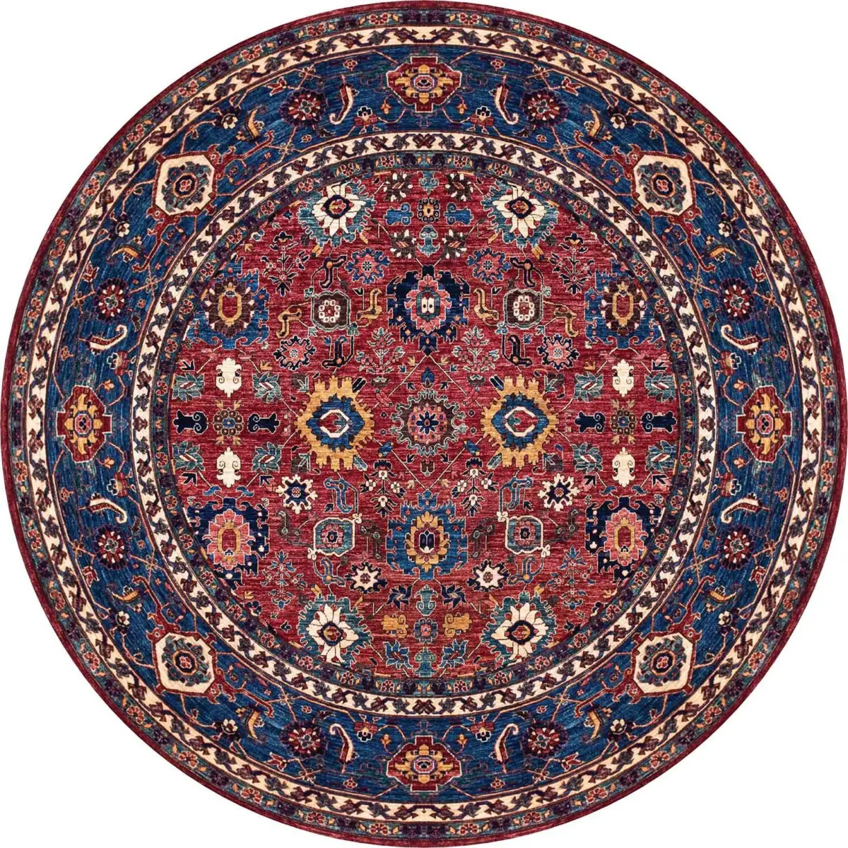 Loudi Çerçeveli Kırmızı Polyester ve Pamuklu Kaydırmaz Tabanlı Yıkanabilir Dijital Baskı Halısı - Görsel 7