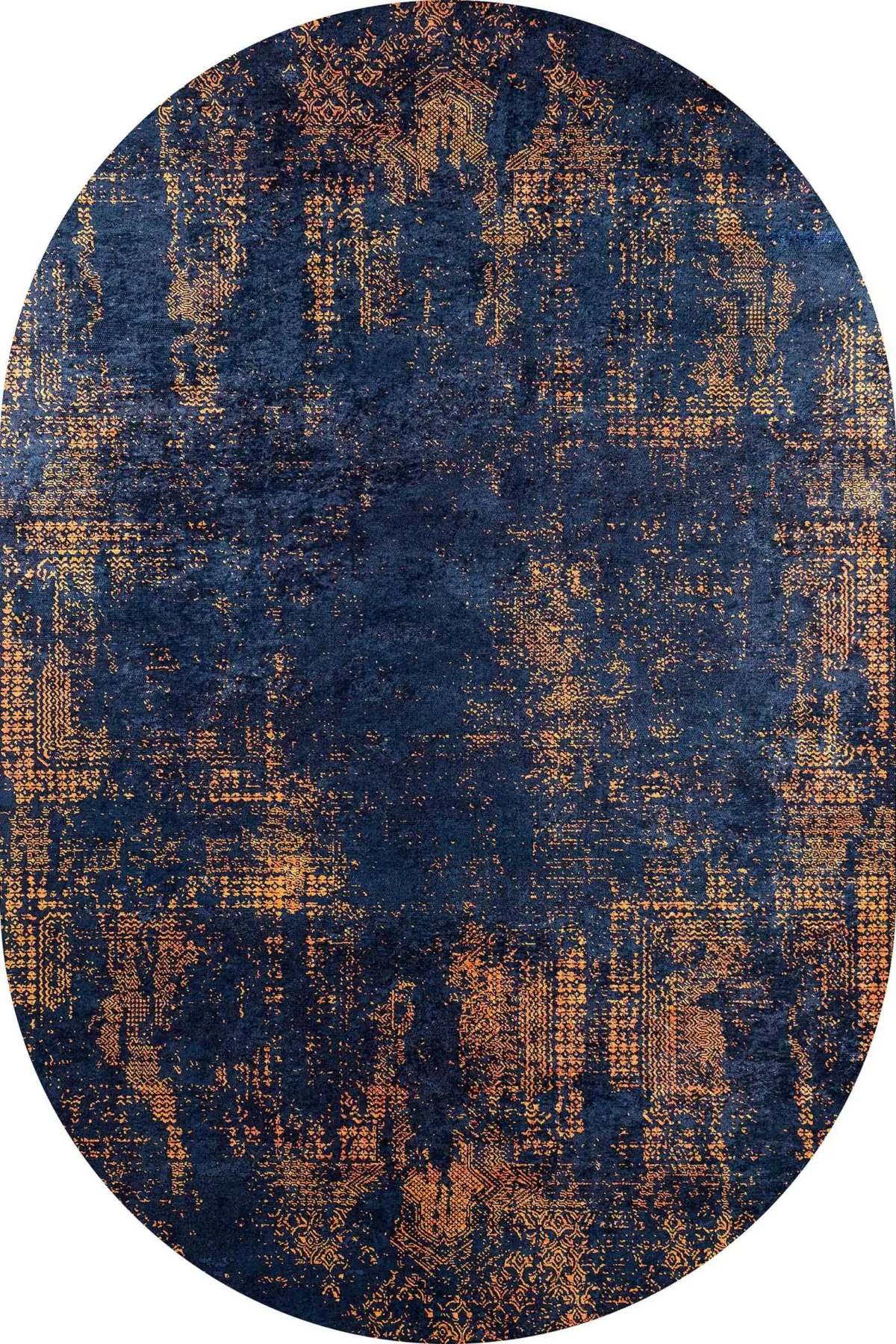 Nateran Modern Lacivert Polyester ve Pamuklu Kaydırmaz Tabanlı Yıkanabilir  Dijital Baskı Halısı - Görsel 6