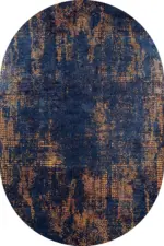 Nateran Modern Lacivert Polyester ve Pamuklu Kaydırmaz Tabanlı Yıkanabilir  Dijital Baskı Halısı - Görsel 6