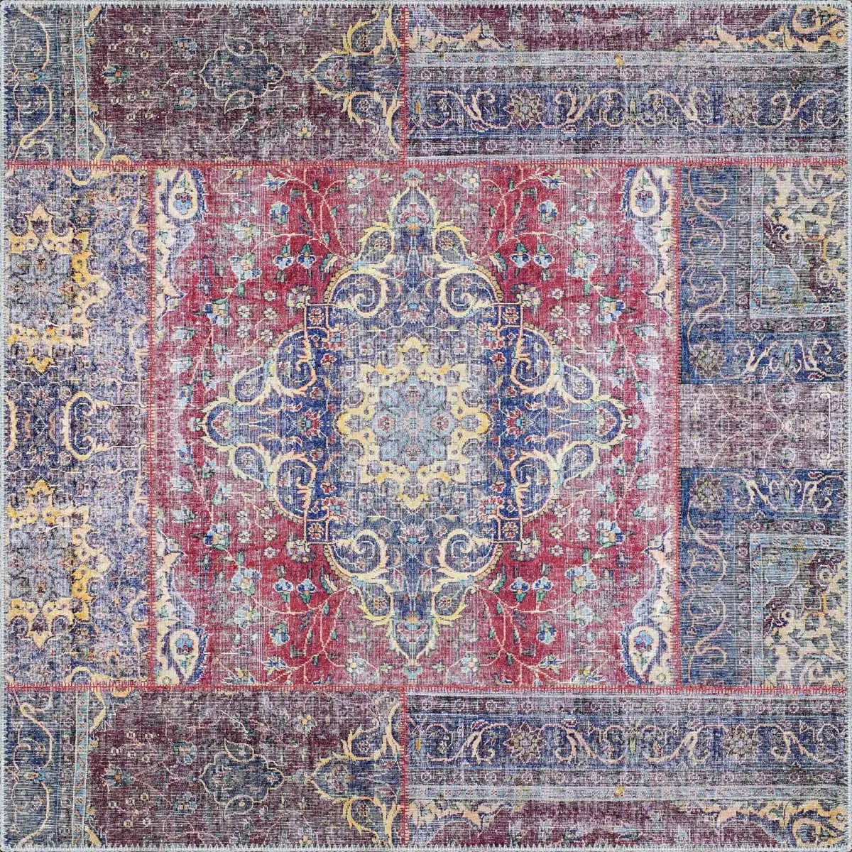 Rottne Klasik Göbekli Multi Polyester ve Pamuklu Kaydırmaz Tabanlı Yıkanabilir Dijital Baskı Halısı - Görsel 3