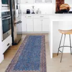 Beilen Çerçeveli Mavi Polyester ve Pamuklu Kaydırmaz Tabanlı Yıkanabilir Dijital Baskı Halısı - Görsel 5