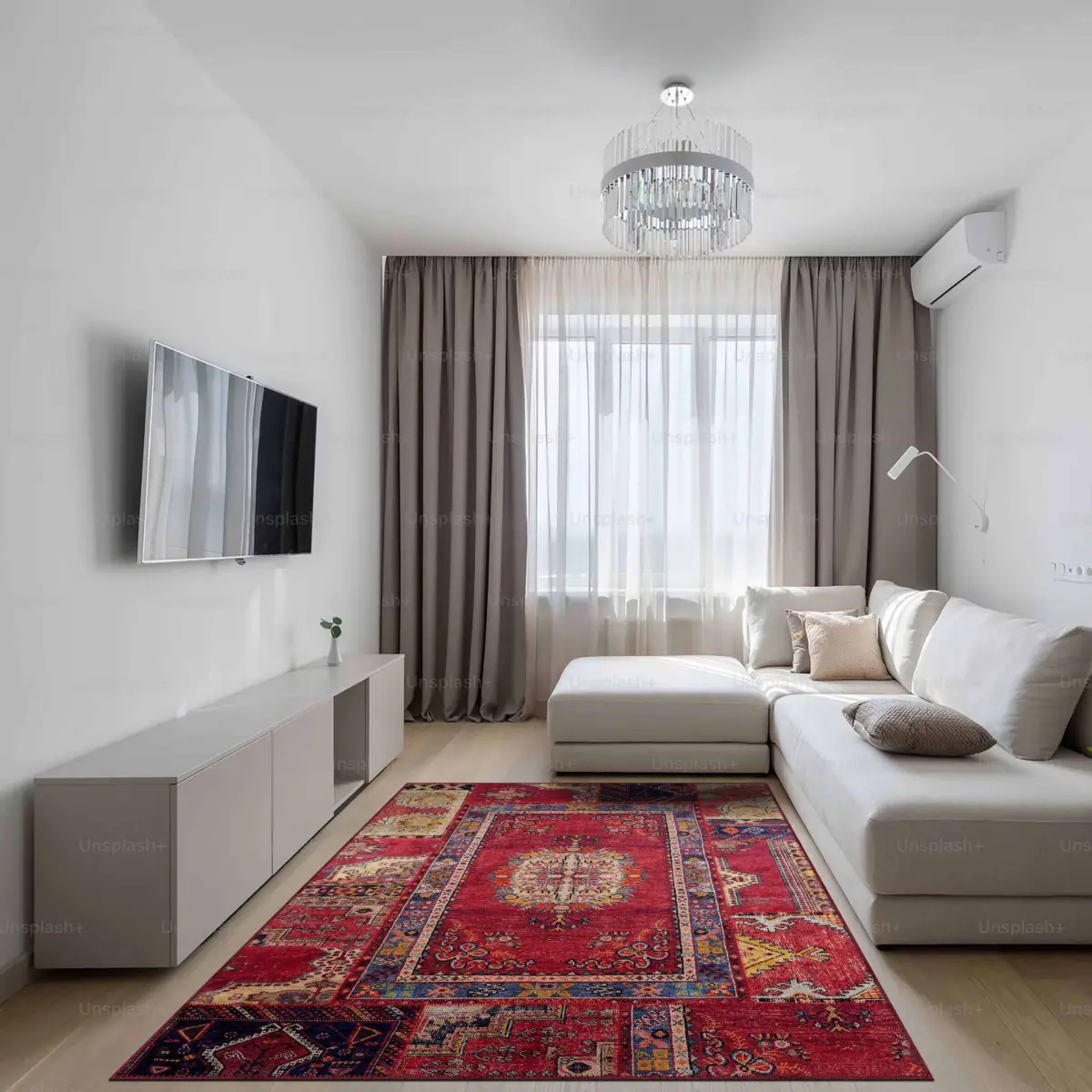 Hyen Çerçeveli Kırmızı Polyester ve Pamuklı Kaydırmaz Taban Yıkanabilir Dijital Daskı Halısı - Görsel 2