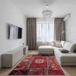 Hyen Çerçeveli Kırmızı Polyester ve Pamuklı Kaydırmaz Taban Yıkanabilir Dijital Daskı Halısı - Görsel 2