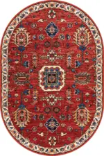 Lashio Klasik Göbekli Kırmızı Polyester ve Pamuklu Kaydırmaz Tabanlı Yıkanabilir Dijital Baskı Halısı - Görsel 6