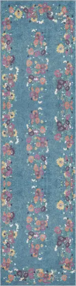 Pesse Modern Mavi Polyester ve Pamuklu Kaydırmaz Tabanlı Yıkanabilir Dijital Baskı Halısı - Görsel 4