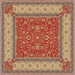 Linyi Çerçeveli Kırmızı Polyester ve Pamuklu Kaydırmaz Tabanlı Yıkanabilir Dijital Baskı Halısı - Görsel 3