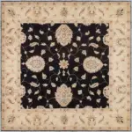 Turbat Klasik Göbekli Bej Siyah Polyester ve Pamuklu Kaydırmaz Tabanlı Yıkanabilir Dijital Baskı Halısı - Görsel 3