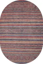 Sierpe Çizgili Etnik Multi Polyester ve Pamuklu Kaydırmaz Tabanlı Yıkanabilir Dijital Baskı Halısı - Görsel 6