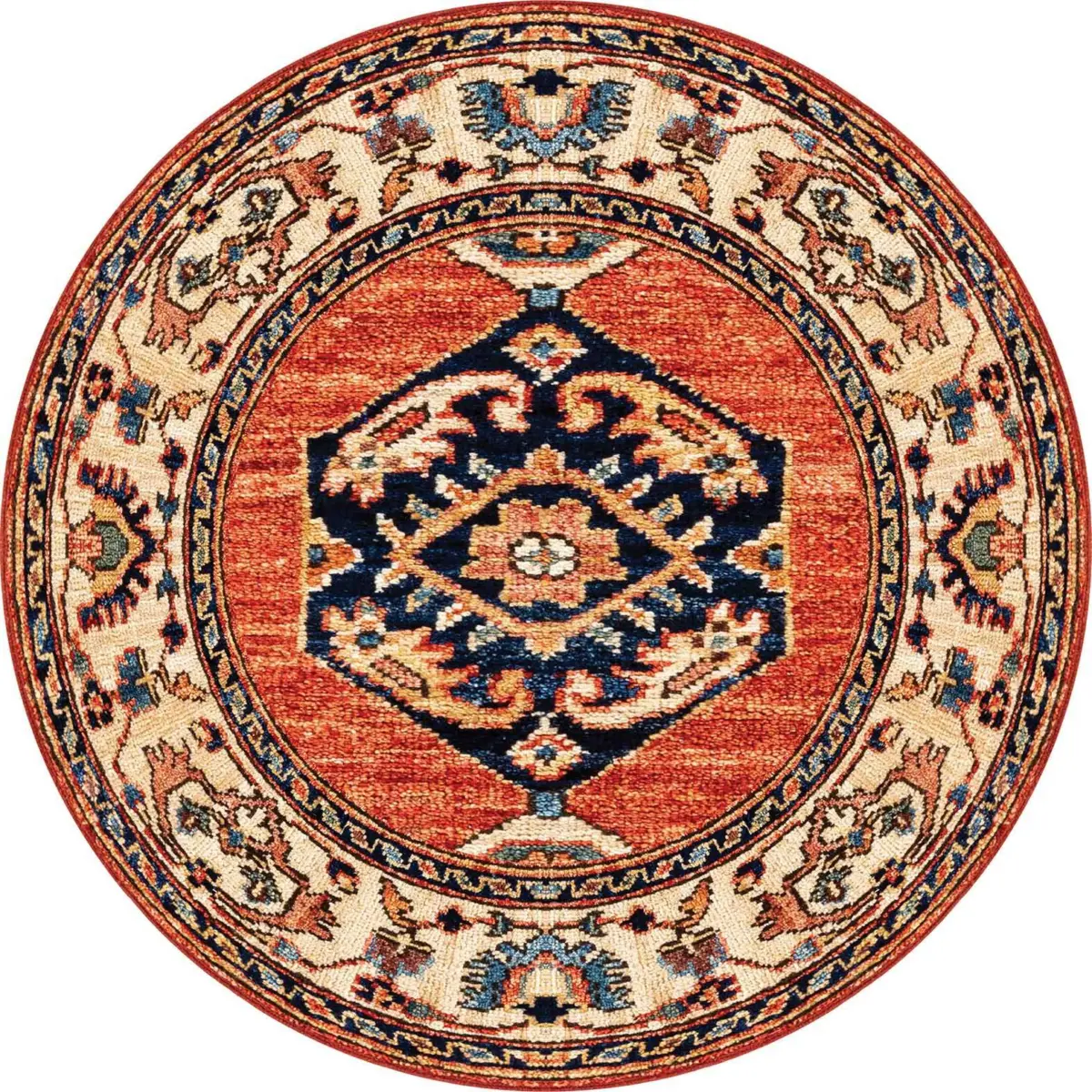 Puer Klasik Göbekli Bej Polyester ve Pamuklu Kaydırmaz Tabanlı Yıkanabilir Dijital Baskı Halısı - Görsel 7