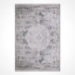 Vesdlet Klasik Gri Göbekli Viskon ve Akrilik Makine Halısı - Görsel 2