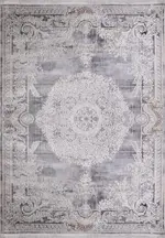 Vesdlet Klasik Gri Göbekli Viskon ve Akrilik Makine Halısı