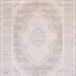 Husum Klasik Göbekli Bej Viskon ve Akrilik Makine Halısı