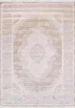 Husum Klasik Göbekli Bej Viskon ve Akrilik Makine Halısı