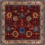 Adachi Çerçeveli Kırmızı Polyester ve Pamuklu Kaydırmaz Tabanlı Yıkanabilir Dijital Baskı Halısı - Görsel 3