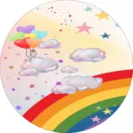 Bocas Gökkuşağı Desenli Renkli Polyester  ve Pamuklu Kaydırmaz Tabanlı Yıkanabilir Dijital Baskı Çocuk Odası Halısı - Görsel 7