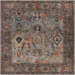 İnzai Çerçeveli Gri Polyester ve Pamuklu Kaydırmaz Tabanlı Yıkanabilir Dijital Baskı Halısı - Görsel 3