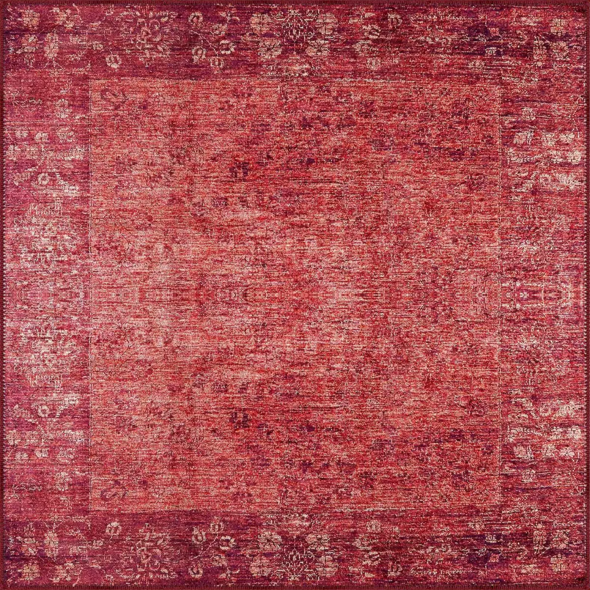 Barsbro Çerçeveli Kırmızı Polyester ve Pamuklu Kaydırmaz Tabanlı Yıkanabilir Dijital Baskı Halısı - Görsel 3