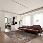 İnzai Çerçeveli Gri Polyester ve Pamuklu Kaydırmaz Tabanlı Yıkanabilir Dijital Baskı Halısı - Görsel 2