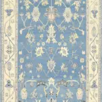 Geiten Çerçeveli Mavi Polyester ve Pamuklu Kaydırmaz Tabanlı Yıkanabilir Dijital Baskı Halısı