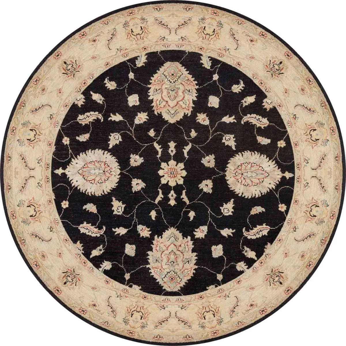 Turbat Klasik Göbekli Bej Siyah Polyester ve Pamuklu Kaydırmaz Tabanlı Yıkanabilir Dijital Baskı Halısı - Görsel 7