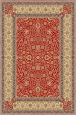 Linyi Çerçeveli Kırmızı Polyester ve Pamuklu Kaydırmaz Tabanlı Yıkanabilir Dijital Baskı Halısı