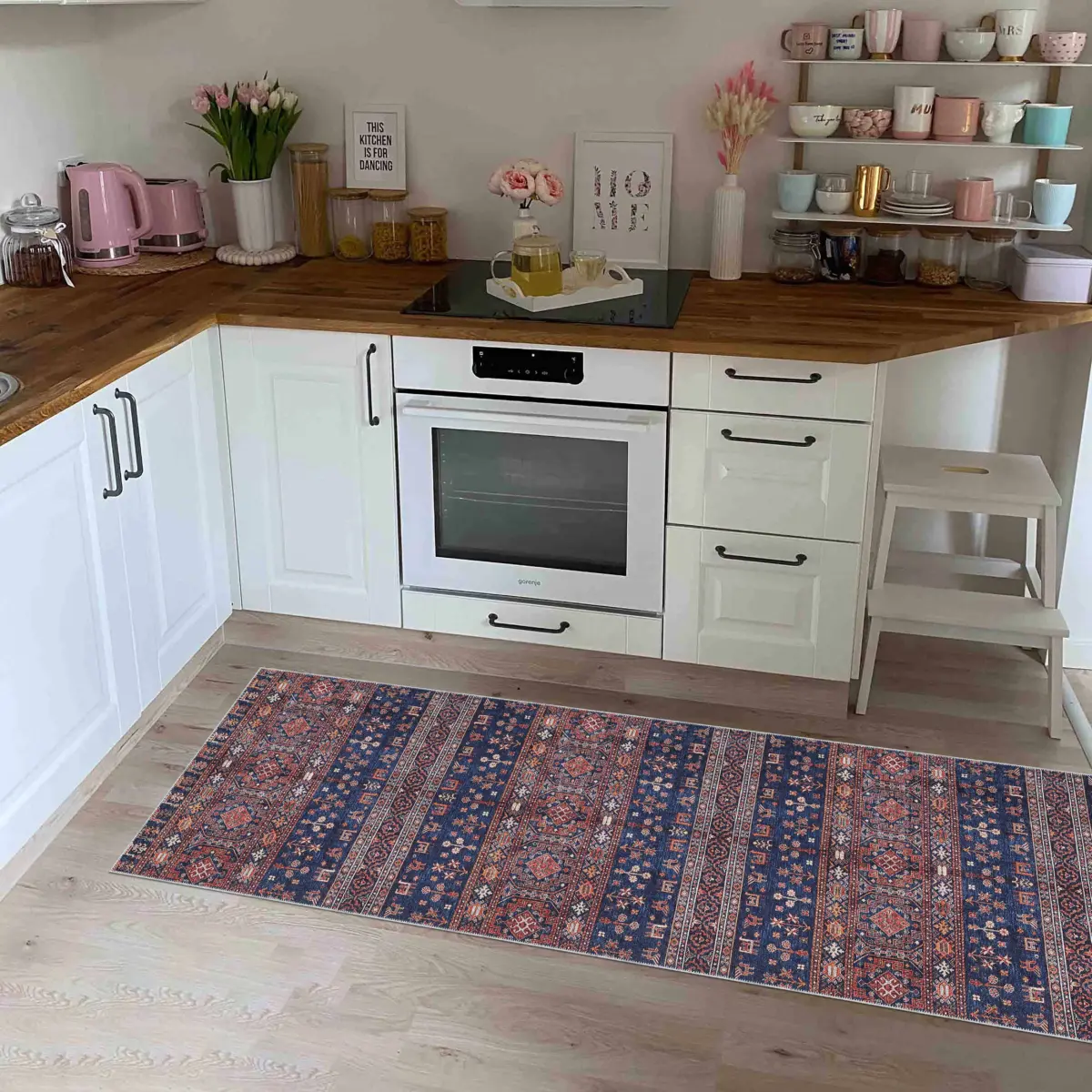 Neily Modern Etnik Kahverengi Polyester ve Pamuklu Kaydırmaz Tabanlı Yıkanabilir Dijital Baskı Halısı - Görsel 5